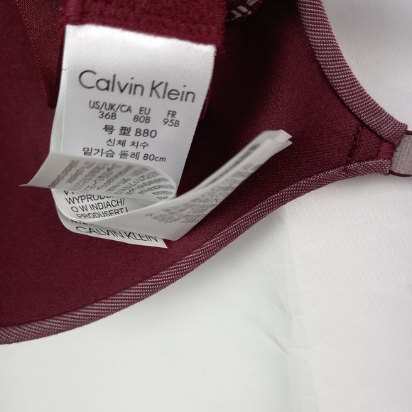 Calvin Klein Underwear logo Demi Bra 36B Maroon - Picture 4 of 4